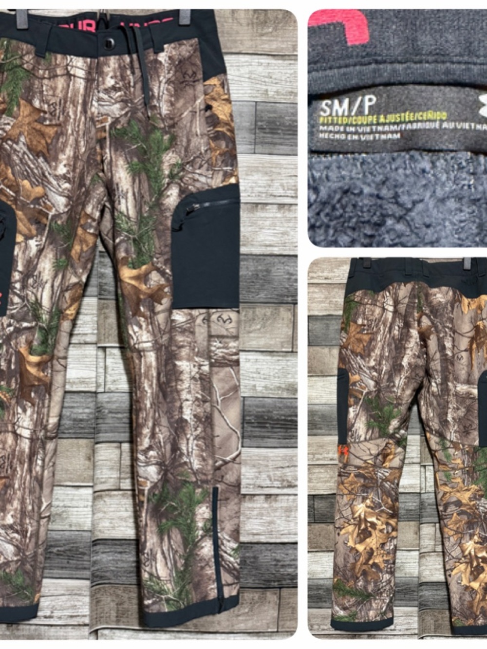 Under Armour Storm 1 Fleece Lined Real Tree Camo Cargo Pants Size S (Inseam 31)